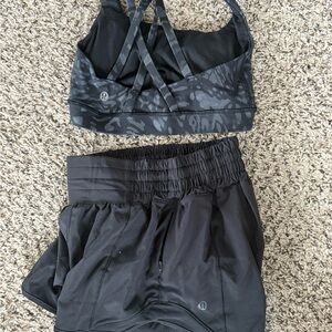 lululemon athletica Black Patterned Sports Bra and Shorts